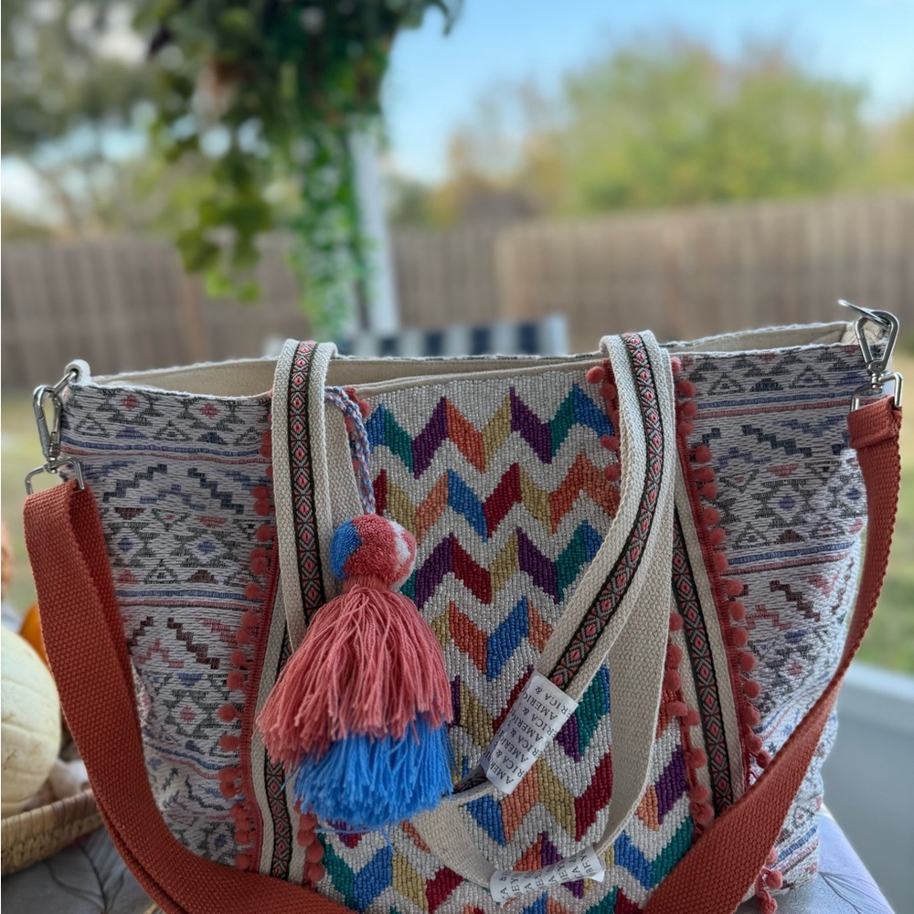 AMERICA & BEYOND Beyond/Embellished Tote Bag 3 Piece Set Boho Made In India 🇮🇳 - Picture 5 of 8
